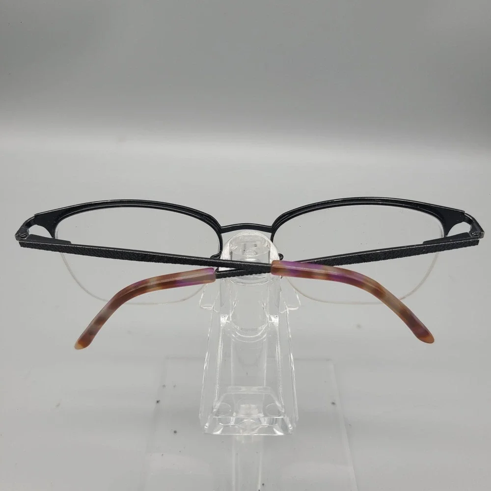 Bulova Remini Eyeglass Frames Black Semi Rimless Cat Eye 53-17-140 Textured